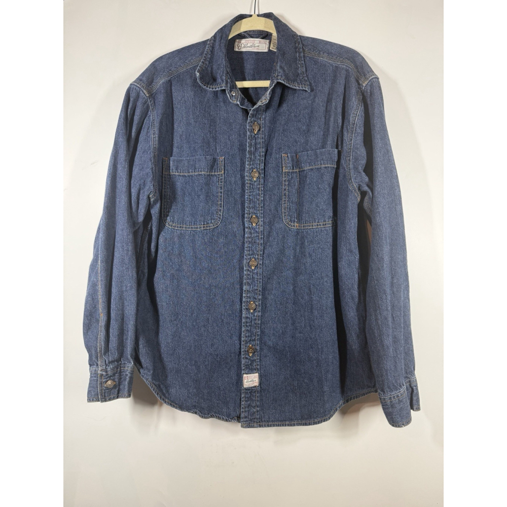 VTG 1990s Levi’s Long Sleeve Button-Up Work Shirt Mens L Dark Wash Denim Western